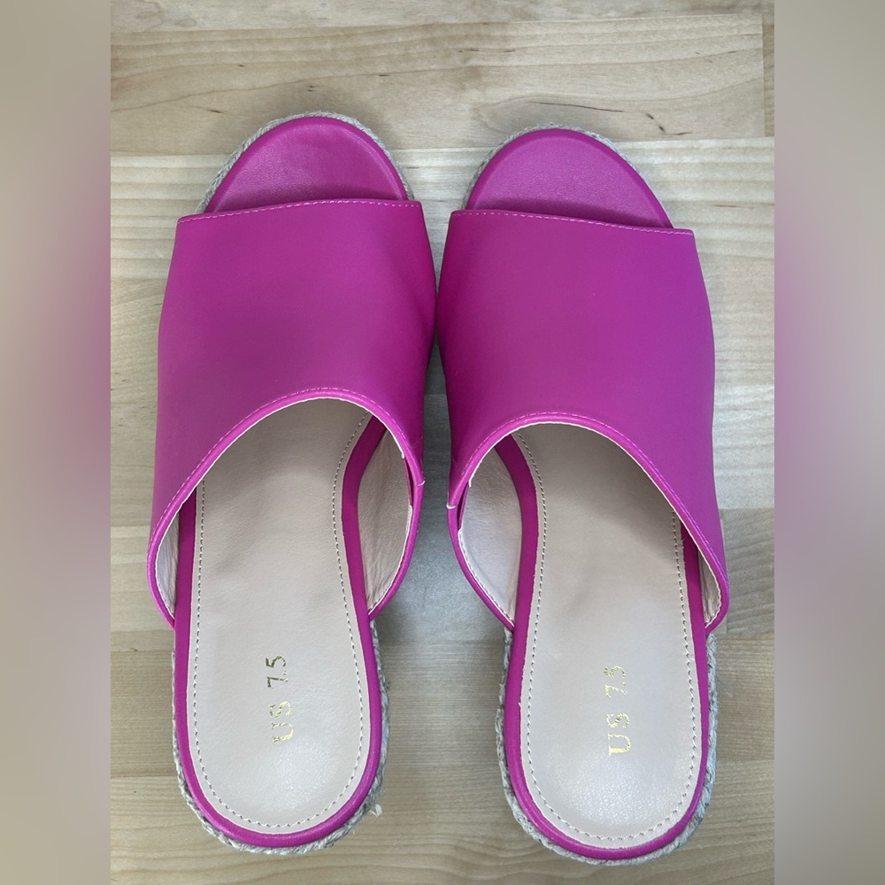 Perphy Espadrille Wedge Slides Hot Pink Platform Sandals Size 7.5 NWT - Picture 6 of 8